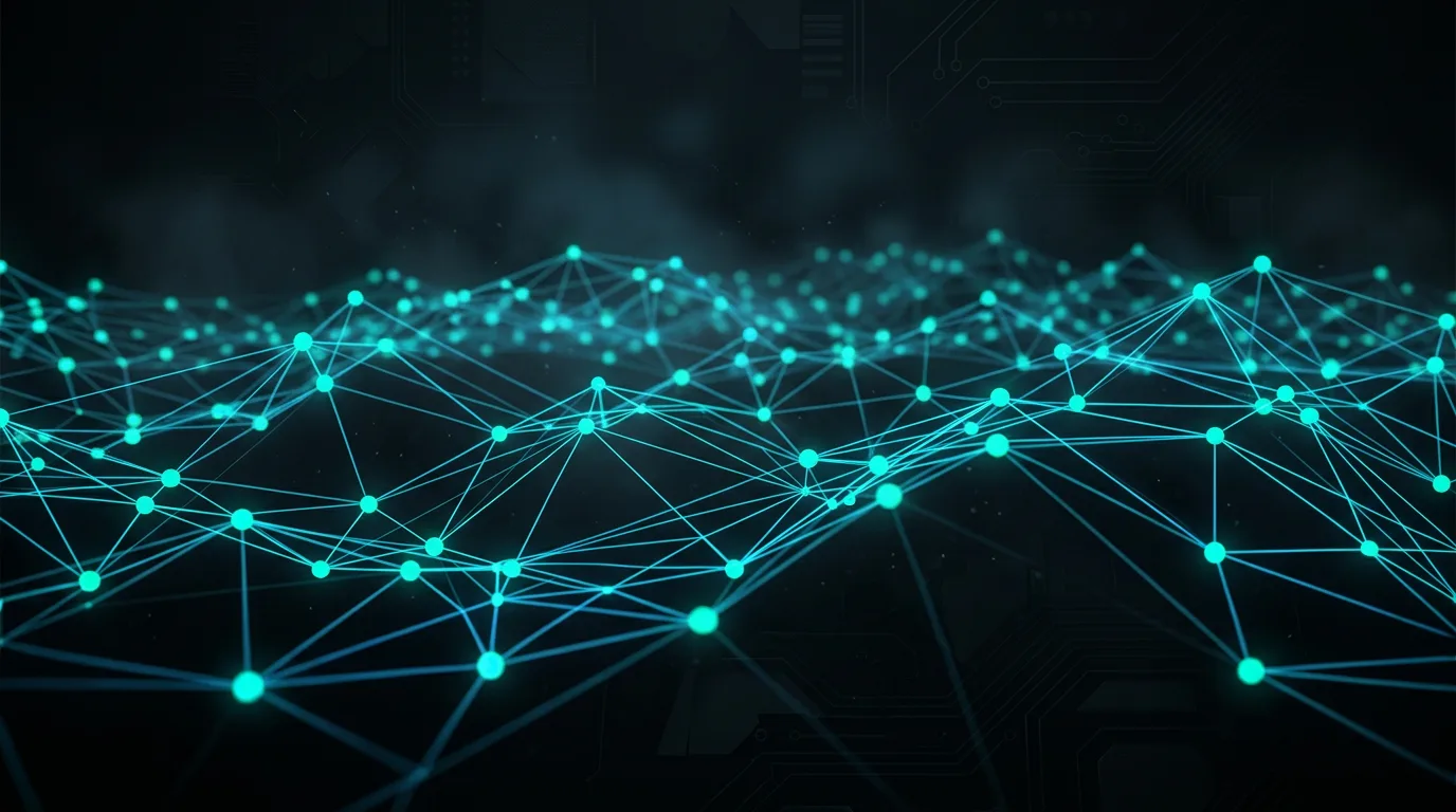 Red de malla resiliente: nodos y enlaces luminosos que simbolizan conectividad en misión crítica.